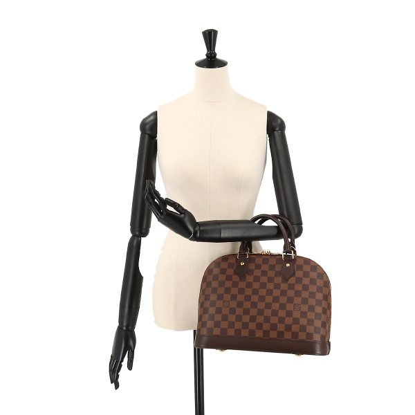 8 Louis Vuitton Damier Alma PM hand bag Ebene Brown