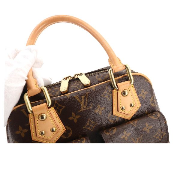 8 Louis Vuitton Monogram Manhattan PM Hand Bag Brown Gold Hardware