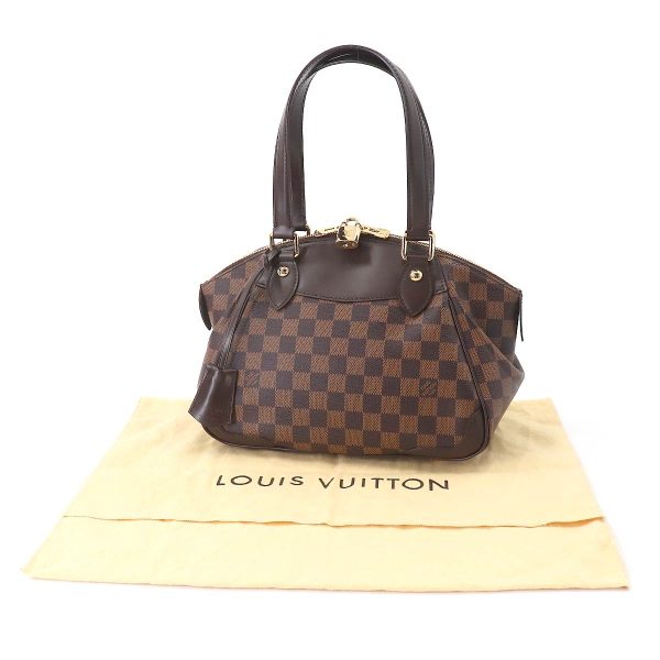 8 Louis Vuitton Damier Verona PM Hand Bag Ebene Brown Gold Hardware