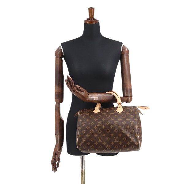 8 Louis Vuitton Monogram Speedy 30 Hand Bag Brown RFID Gold Hardware