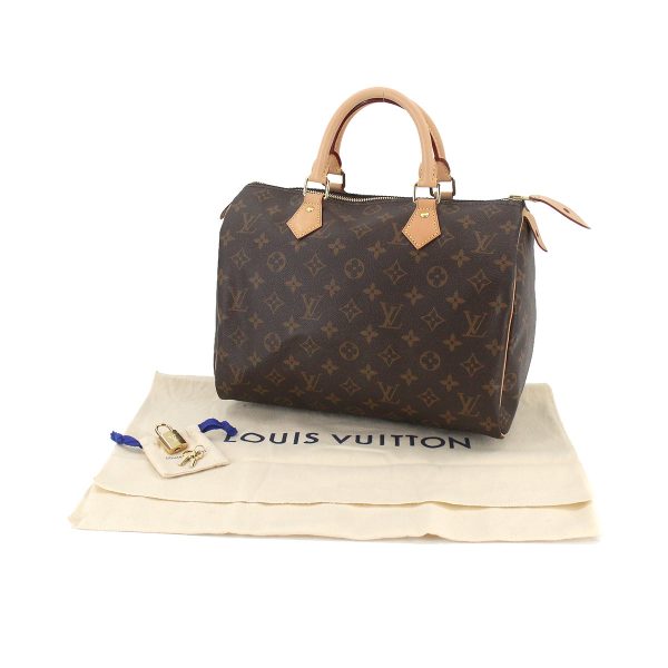 8 Louis Vuitton Monogram Speedy 30 Hand Bag Brown RFID Gold Hardware