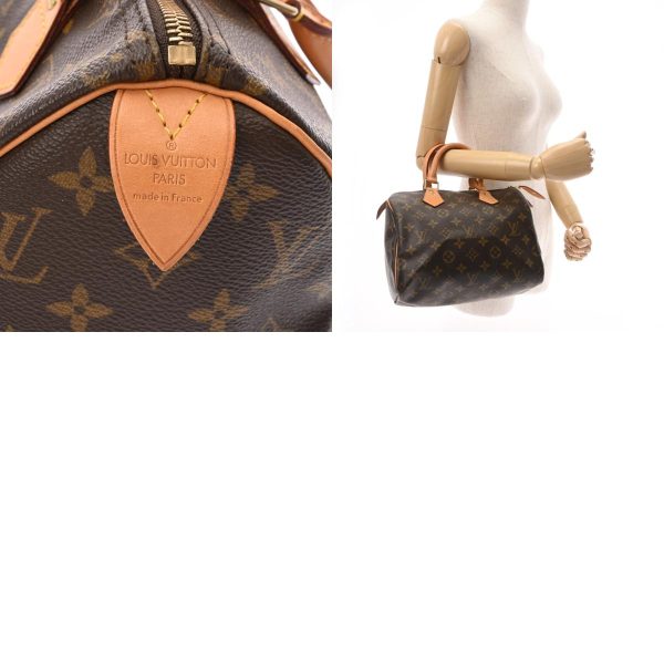 9 Louis Vuitton Monogram Speedy 25 Brown Canvas Handbag