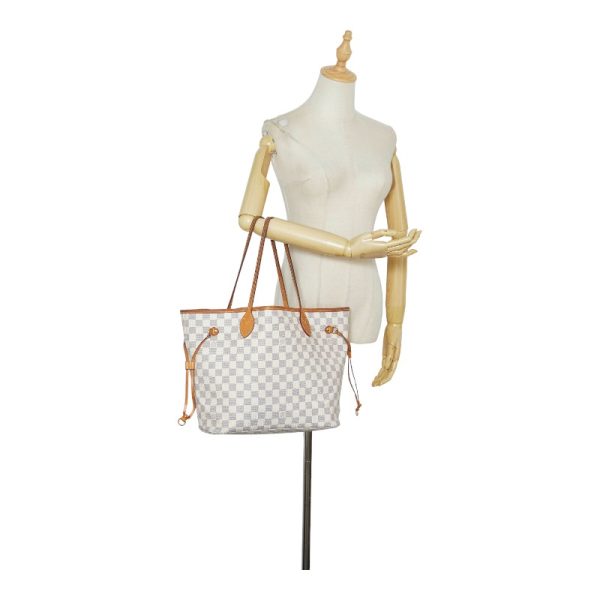 9 Louis Vuitton Damier Azur Neverfull MM Tote Bag White