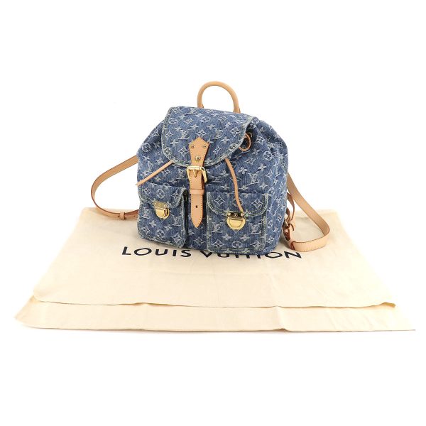 9 Louis Vuitton Monogram Denim Sac GM Backpack Rucksack Blue