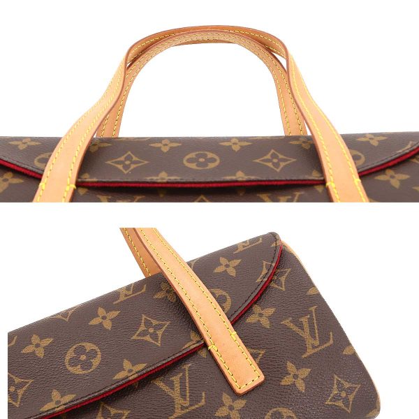 9 Louis Vuitton Monogram Sonatine Hand Bag Brown Gold Metal Fittings