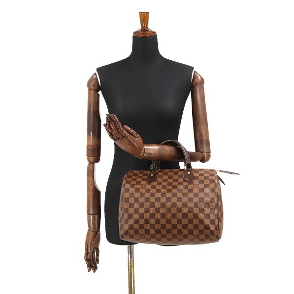 9 Louis Vuitton Damier Speedy 30 Hand Bag Ebene Brown Gold Hardware