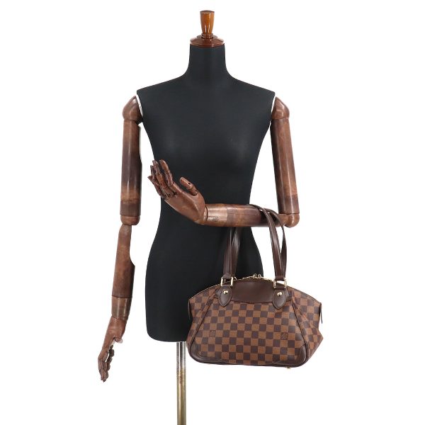 9 Louis Vuitton Damier Verona PM Hand Bag Ebene Brown Gold Hardware