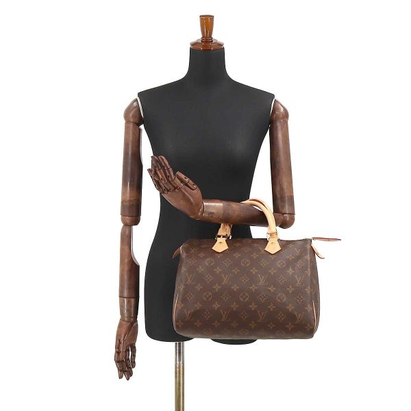 9 Louis Vuitton Monogram Speedy 30 Hand Bag Brown Rfid Gold Hardware