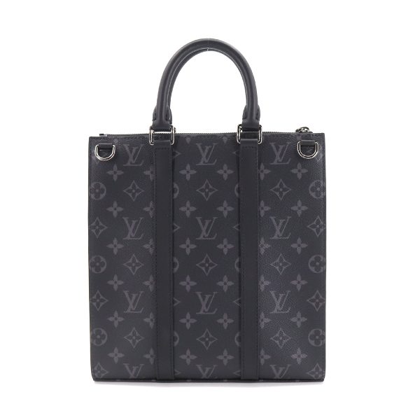 90172346 02 Louis Vuitton Monogram Eclipse Sac Plat Cross 2Way Tote Shoulder Bag Black