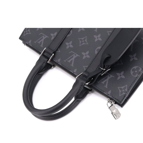90172346 05 Louis Vuitton Monogram Eclipse Sac Plat Cross 2Way Tote Shoulder Bag Black