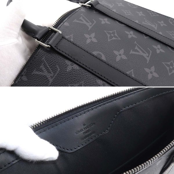 90172346 07 Louis Vuitton Monogram Eclipse Sac Plat Cross 2Way Tote Shoulder Bag Black
