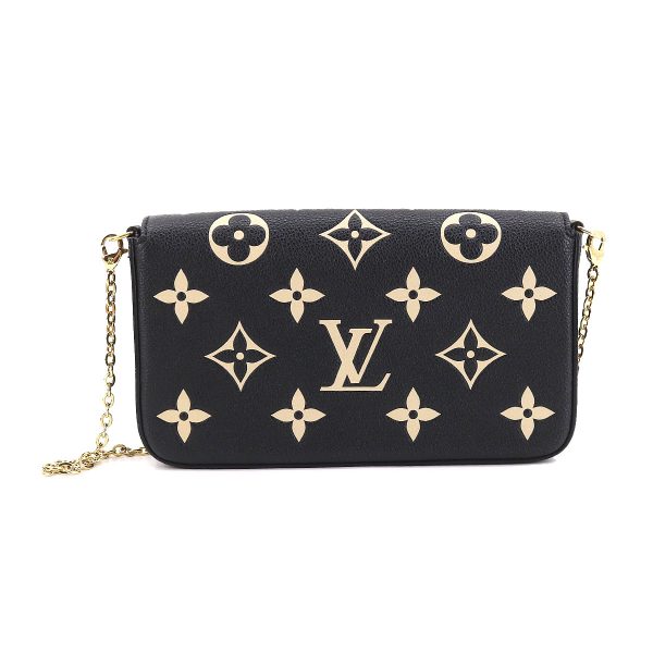 90173228 02 Louis Vuitton Bicolor Monogram Emplant Leather Pochette Felicie Chain Wallet Black