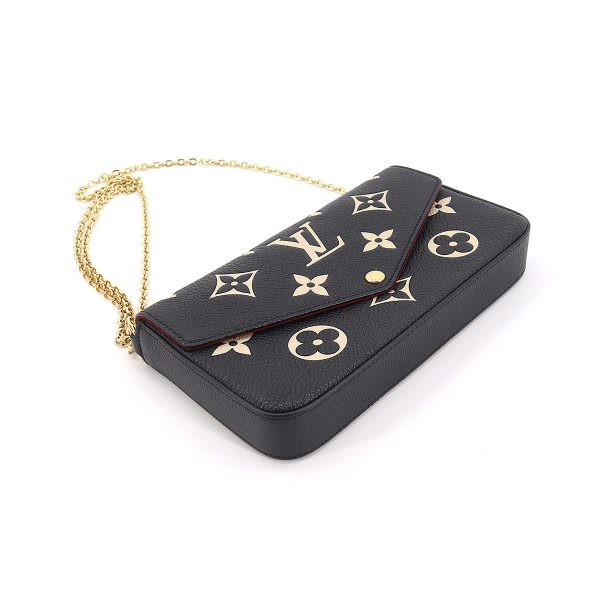 90173228 04 Louis Vuitton Bicolor Monogram Emplant Leather Pochette Felicie Chain Wallet Black