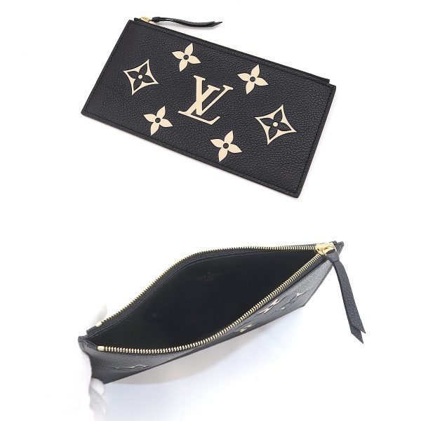 90173228 07 Louis Vuitton Bicolor Monogram Emplant Leather Pochette Felicie Chain Wallet Black