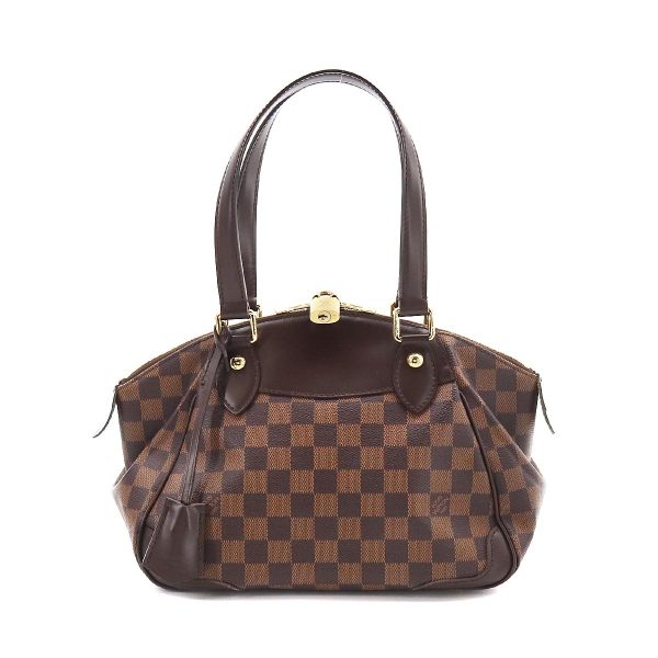 90173657 02 Louis Vuitton Damier Verona PM Hand Bag Ebene Brown Gold Hardware