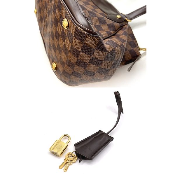 90173657 08 Louis Vuitton Damier Verona PM Hand Bag Ebene Brown Gold Hardware