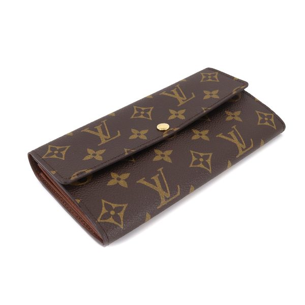 90173716 04 Louis Vuitton Monogram Portefeuille Sarah Folio Long Wallet Brown