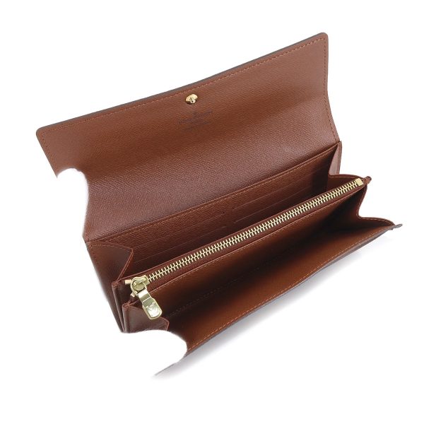 90173716 05 Louis Vuitton Monogram Portefeuille Sarah Folio Long Wallet Brown