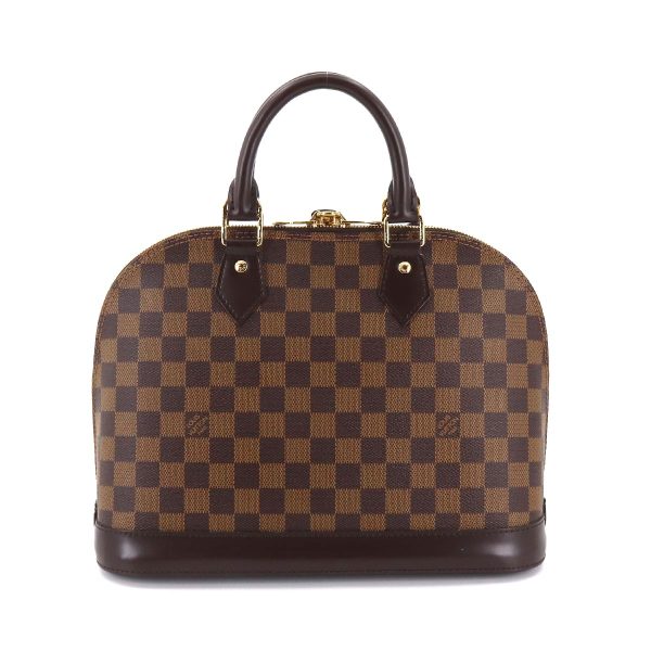 90175033 02 Louis Vuitton Damier Alma PM Handbag Ebene Brown Gold Metal