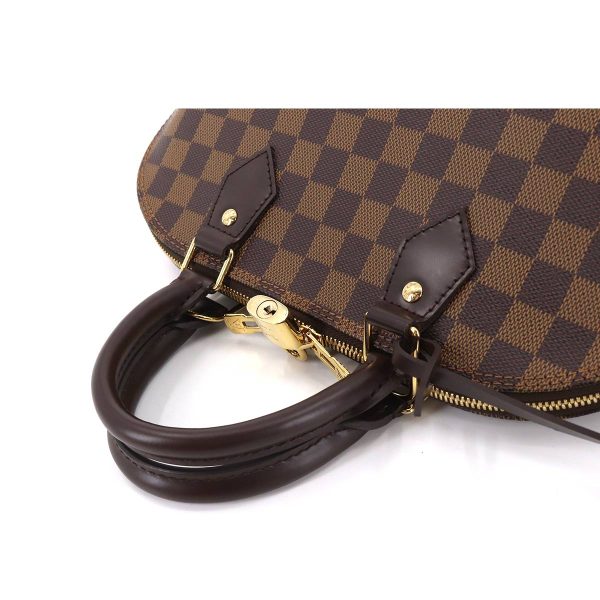 90175033 05 Louis Vuitton Damier Alma PM Handbag Ebene Brown Gold Metal