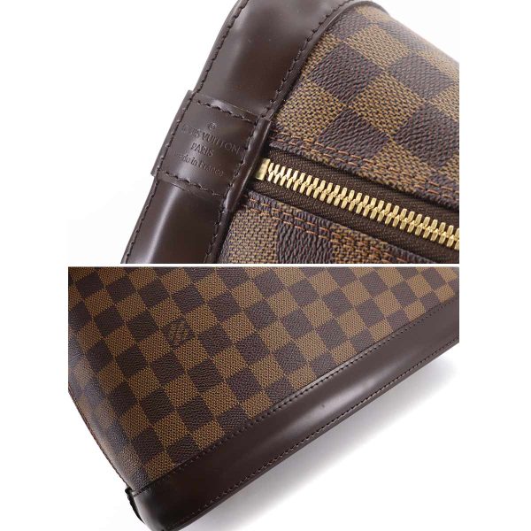 90175033 07 Louis Vuitton Damier Alma PM Handbag Ebene Brown Gold Metal