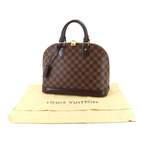 90175033 09 Louis Vuitton Damier Alma PM Handbag Ebene Brown Gold Metal