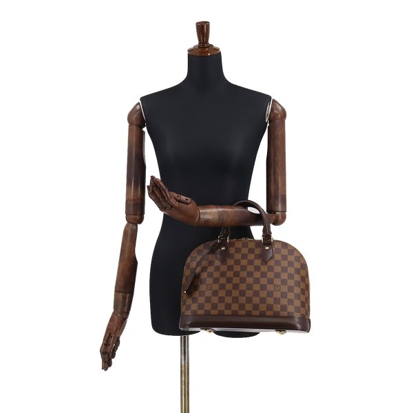 90175033 10 Louis Vuitton Damier Alma PM Handbag Ebene Brown Gold Metal