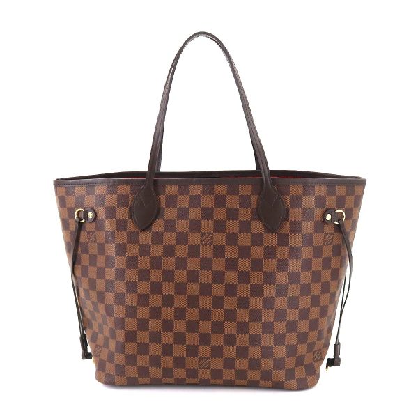 90175151 02 Louis Vuitton Damier Neverfull MM Tote Bag Gold Metal