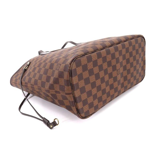 90175151 04 Louis Vuitton Damier Neverfull MM Tote Bag Gold Metal