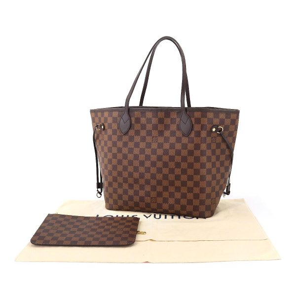 90175151 09 Louis Vuitton Damier Neverfull MM Tote Bag Gold Metal