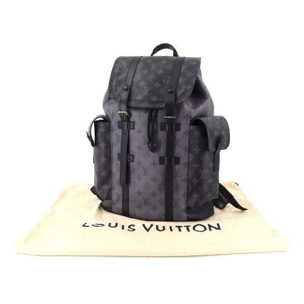 90175222 08 Louis Vuitton Monogram Eclipse Christopher MM Backpack Rucksack Black