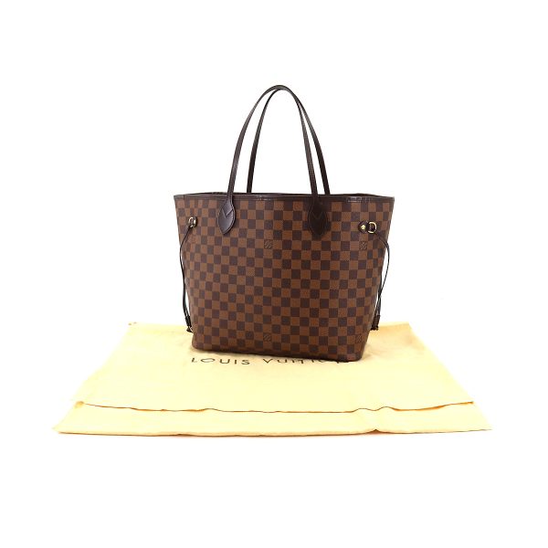 90175224 09 Louis Vuitton Damier Neverfull MM Tote Bag Ebene Brown