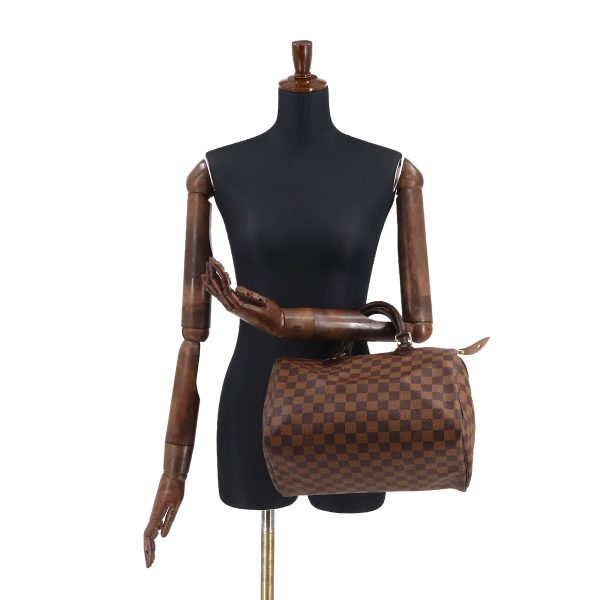 90175274 09 Louis Vuitton Damier Speedy 30 Hand Bag Ebene Brown