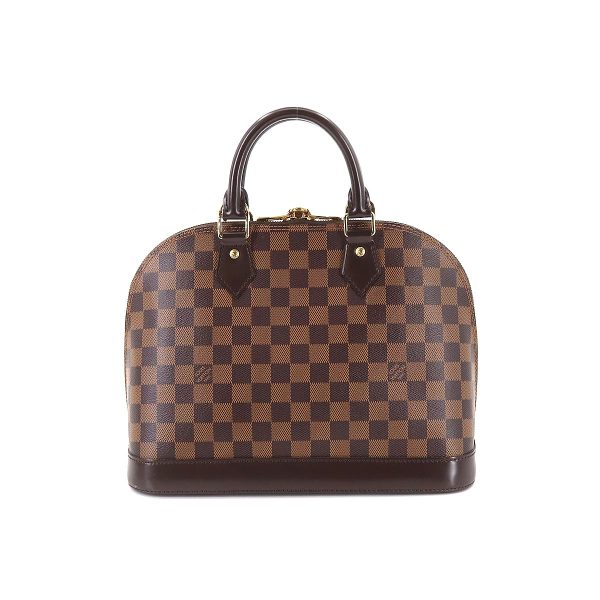 90175661 02 Louis Vuitton Damier Alma PM Handbag Ebene Brown Gold Metal