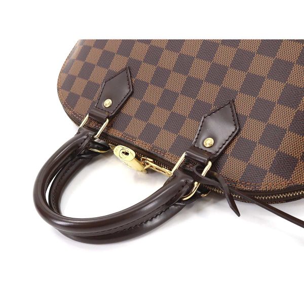 90175661 05 Louis Vuitton Damier Alma PM Handbag Ebene Brown Gold Metal