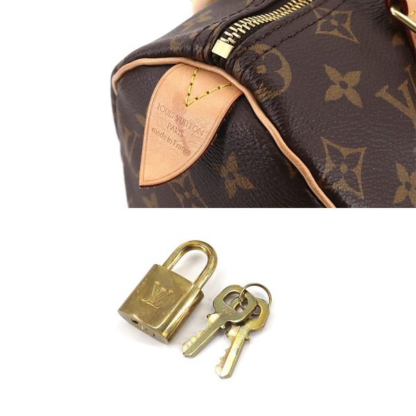 90176031 08 Louis Vuitton Monogram Speedy 25 Hand Bag Brown Gold Metal