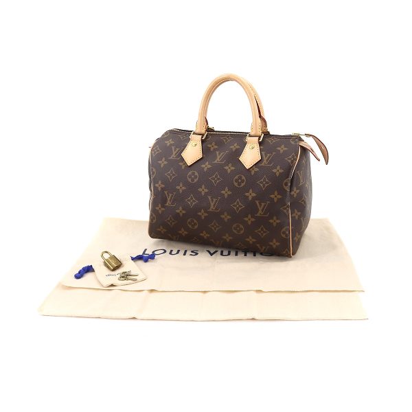 90176031 09 Louis Vuitton Monogram Speedy 25 Hand Bag Brown Gold Metal