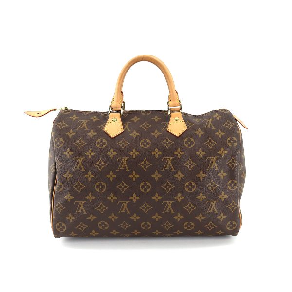 90176251 02 Louis Vuitton Monogram Speedy 35 Hand Bag Brown Gold Hardware