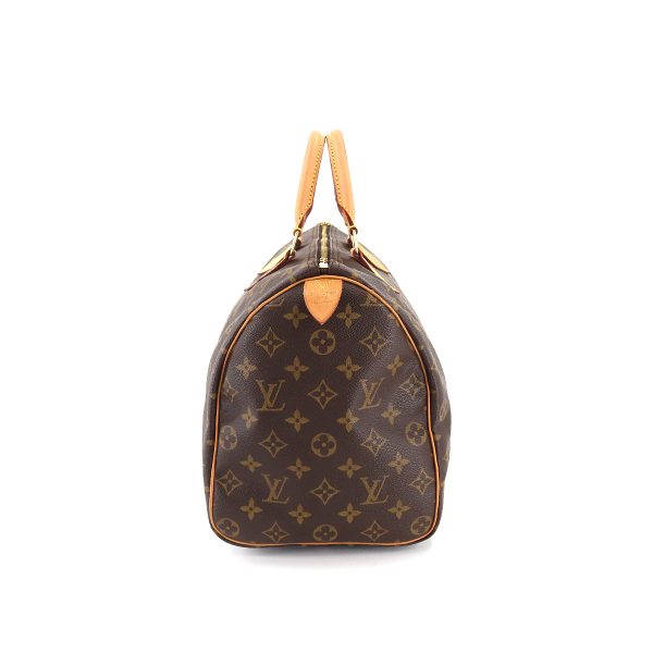 90176251 03 Louis Vuitton Monogram Speedy 35 Hand Bag Brown Gold Hardware