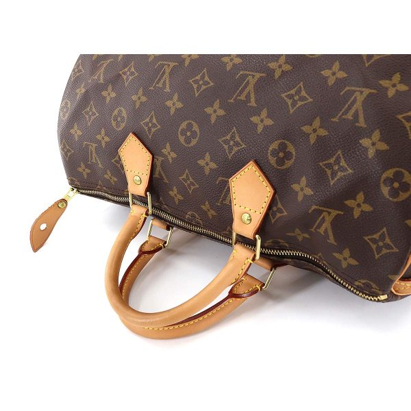 90176251 05 Louis Vuitton Monogram Speedy 35 Hand Bag Brown Gold Hardware