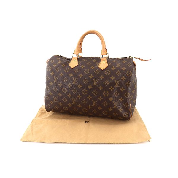 90176251 09 Louis Vuitton Monogram Speedy 35 Hand Bag Brown Gold Hardware