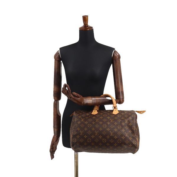 90176251 10 Louis Vuitton Monogram Speedy 35 Hand Bag Brown Gold Hardware