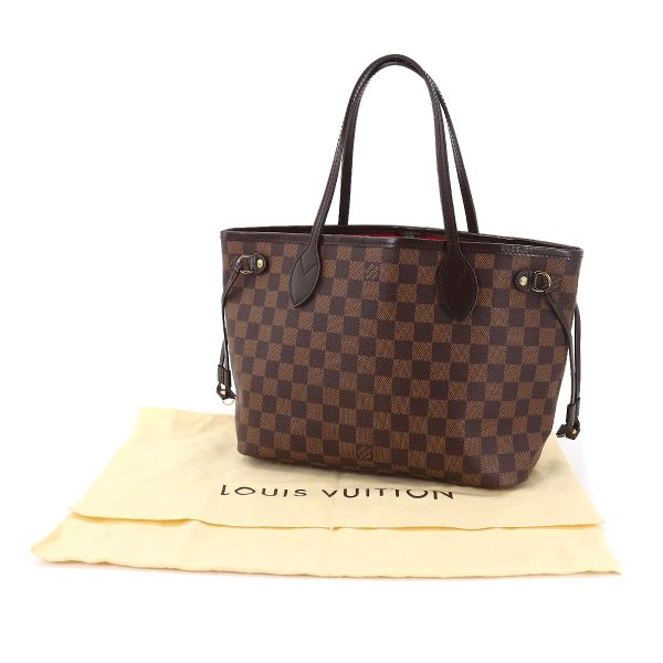 90176253 09 Louis Vuitton Damier Neverfull PM Tote Bag Ebene Brown