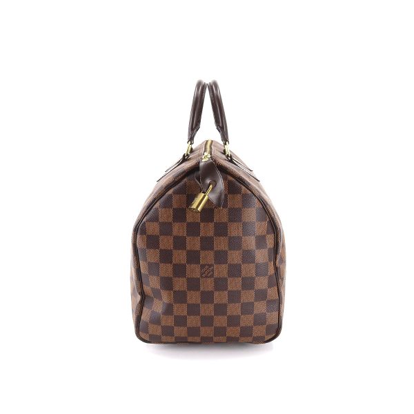 90176735 03 Louis Vuitton Damier Speedy 35 Hand Bag Ebene Brown Gold Metal