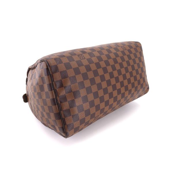 90176735 04 Louis Vuitton Damier Speedy 35 Hand Bag Ebene Brown Gold Metal