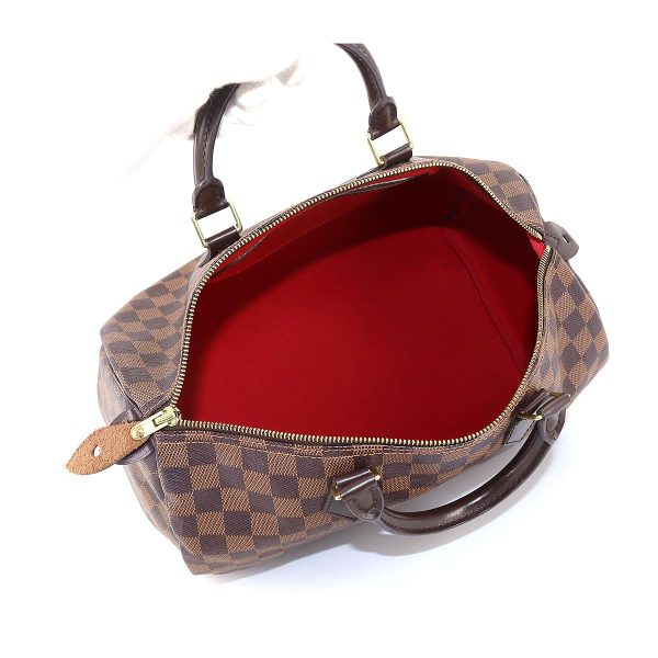 90176735 06 Louis Vuitton Damier Speedy 35 Hand Bag Ebene Brown Gold Metal