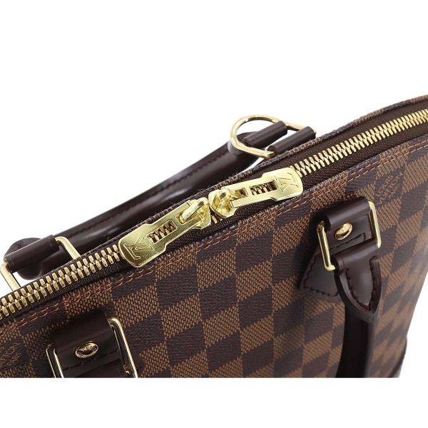 90176737 07 Louis Vuitton Damier Alma PM Hand Bag Ebene Brown Gold Metal