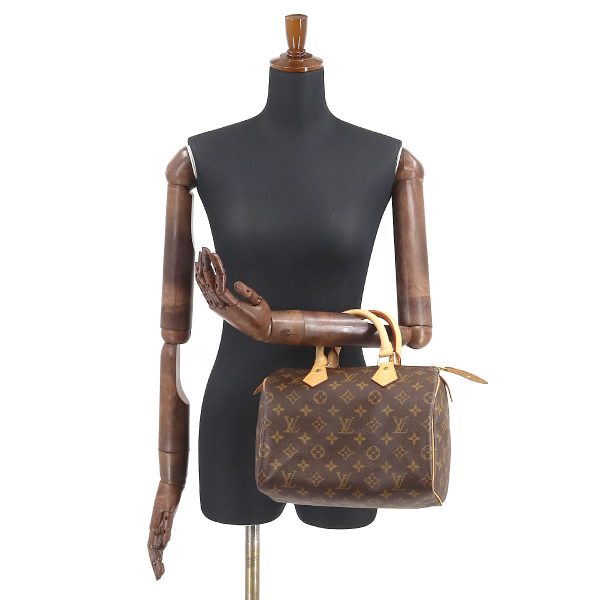 90176936 10 Louis Vuitton Monogram Speedy 25 Hand Bag Brown Gold Metal