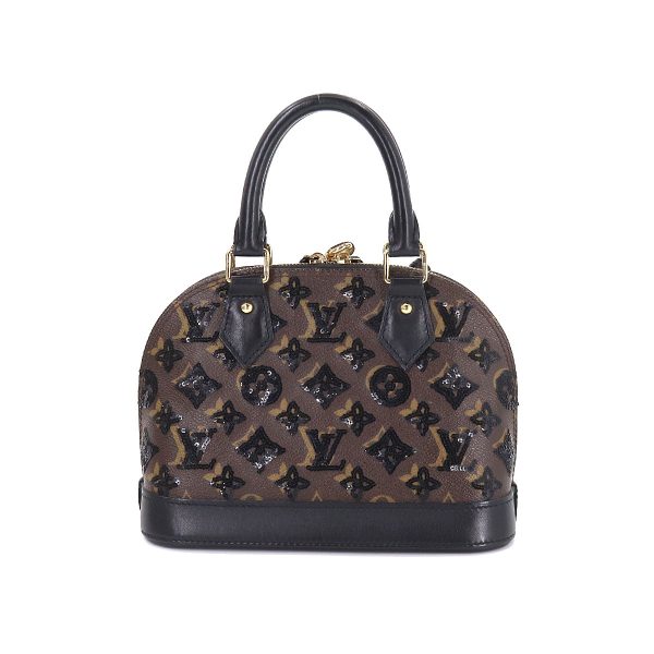 90177146 02 Louis Vuitton Monogram Eclipse Alma BB Hand Bag Brown Black Sequin