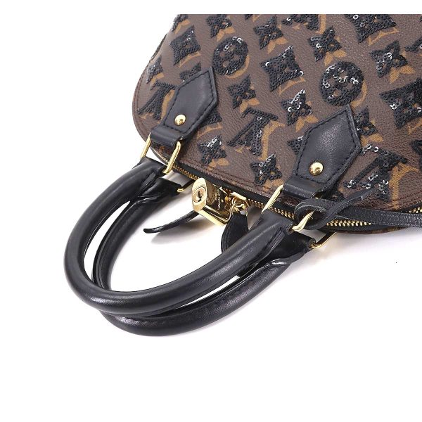 90177146 05 Louis Vuitton Monogram Eclipse Alma BB Hand Bag Brown Black Sequin